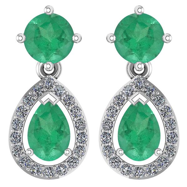 Certified 2.19 CTW Emerald And Diamond 14k White Gold H