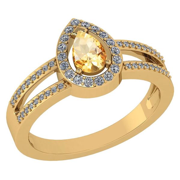 Certified 0.74 CTW Citrine And Diamond 14k Yellow Gold