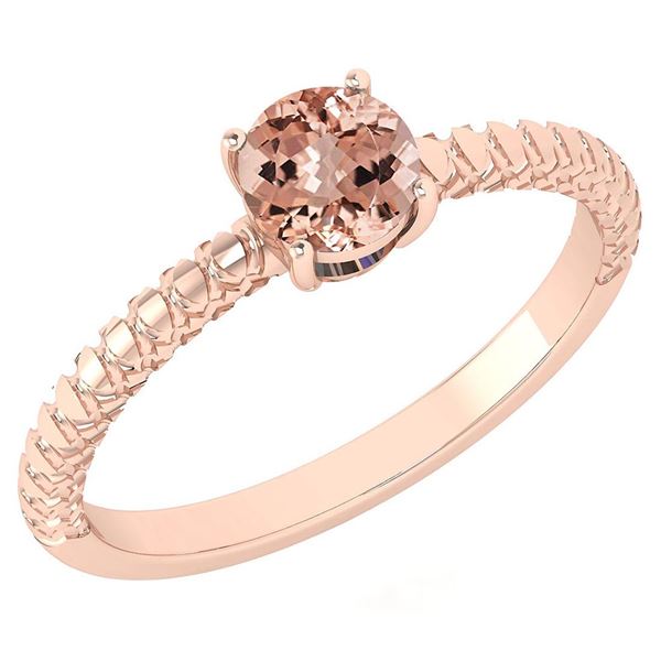 Certified 0.45 Ctw Morganite Solitaire Ring with Filigr