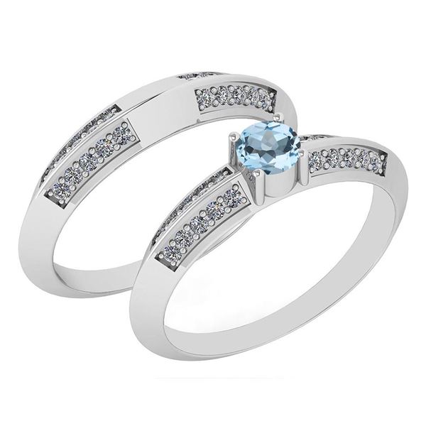 Certified .55 Ctw Aquamarine And Diamond Wedding/Engage