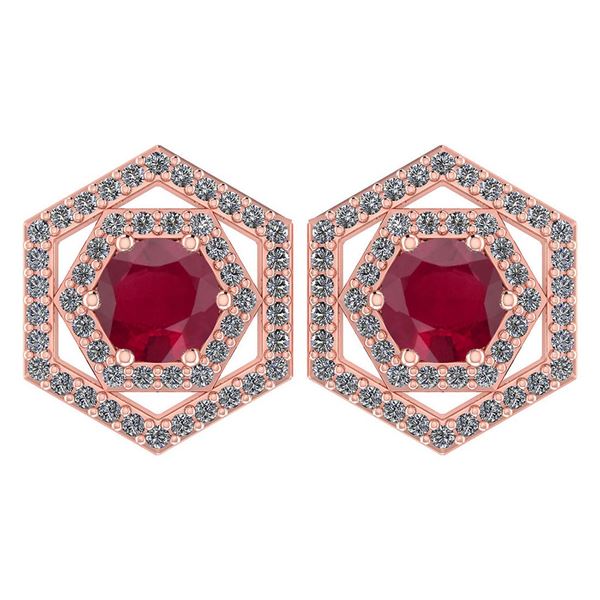 Certified 1.38 Ctw Ruby And Diamond 18k Rose Gold Halo