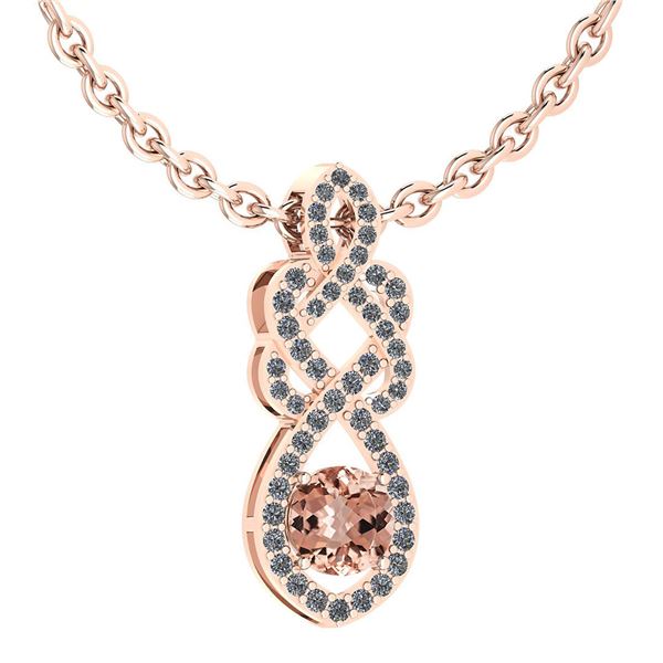 Certified 1.26 Ctw Morganite And Diamond VS/SI1 Necklac