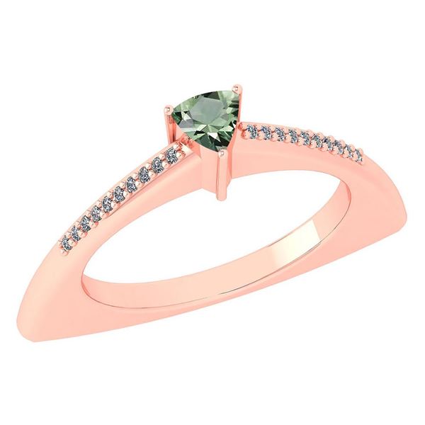 Certified 0.35 Ctw Green Amethyst And Diamond 14k Rose