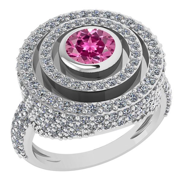 Certified 2.05Ctw Pink Tourmaline And Diamond Wedding/E