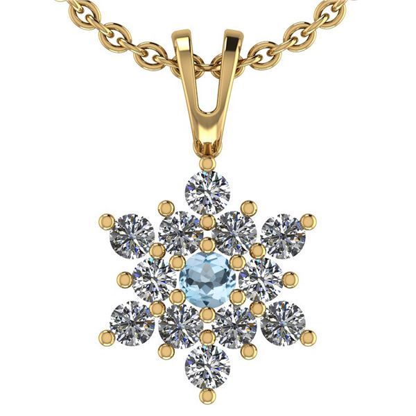 Certified 1.70 Ctw Blue Topaz And Diamond I1/I2 10K Yel