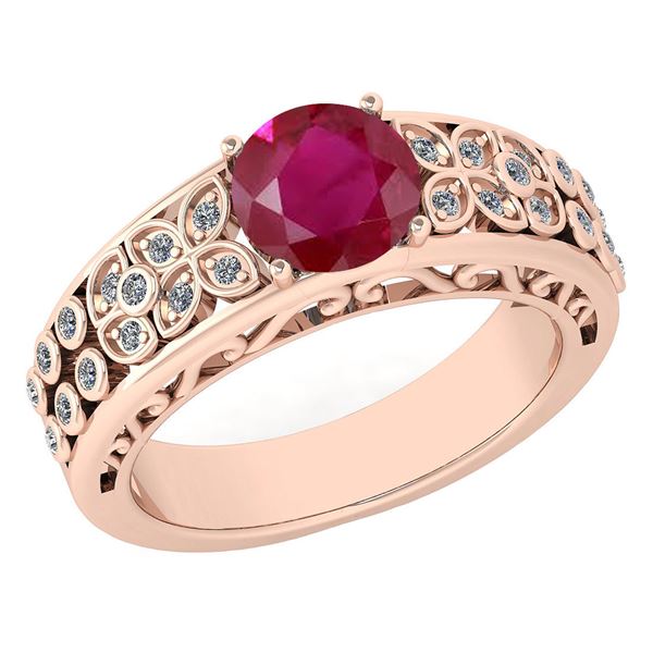 Certified 1.42 Ctw Ruby And Diamond Wedding/Engagement
