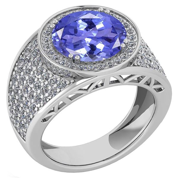 Certified 4.71 Ctw Tanzanite And Diamond VS/SI1 Engagem