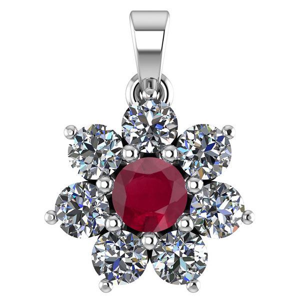 Certified 0.93 Ctw Ruby And Diamond 14k White Gold Halo