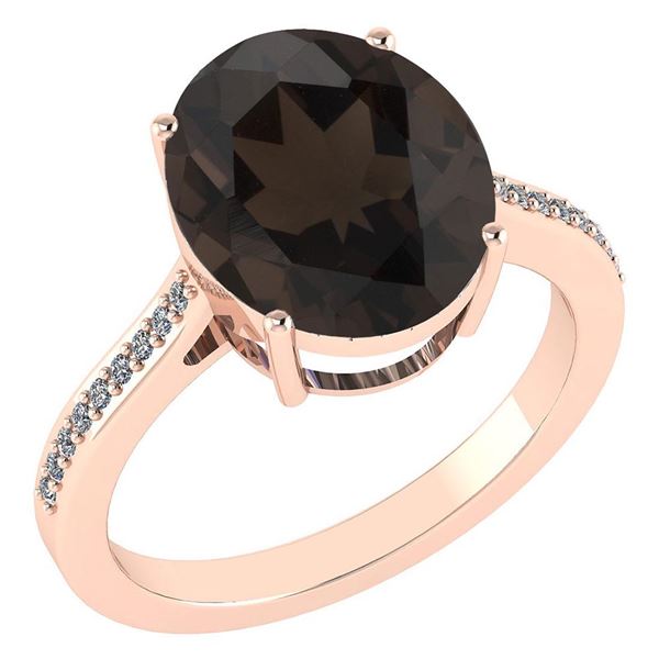 Certified 2.75 Ctw Smoky Quartz And Diamond VS/SI1 Ring