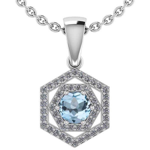 Certified 0.69 Ctw Aquamarine And Diamond Platinum Halo