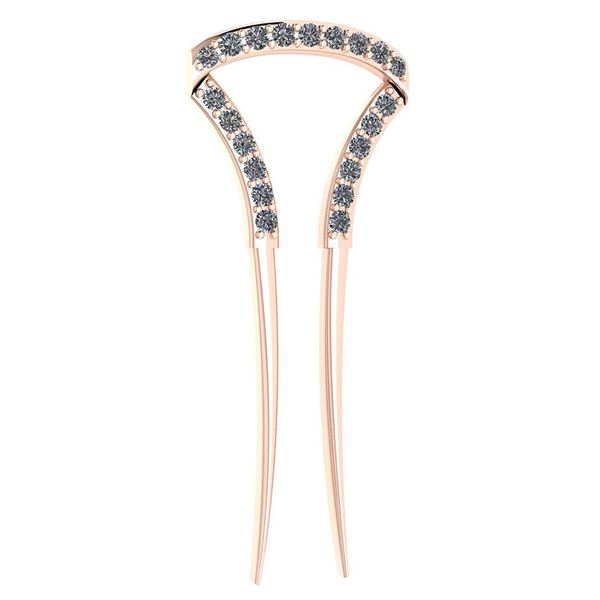 Certified 0.10 Ctw Diamond Ladies HairPin 18K Rose Gold