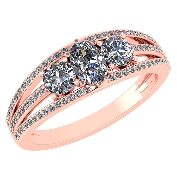 1.16 Ctw Diamond 14k Rose Gold Halo Ring