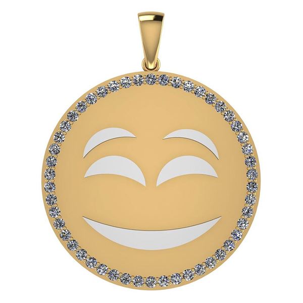 Certified 1.05 Ctw Diamond Smiley 18K Yellow Gold Penda