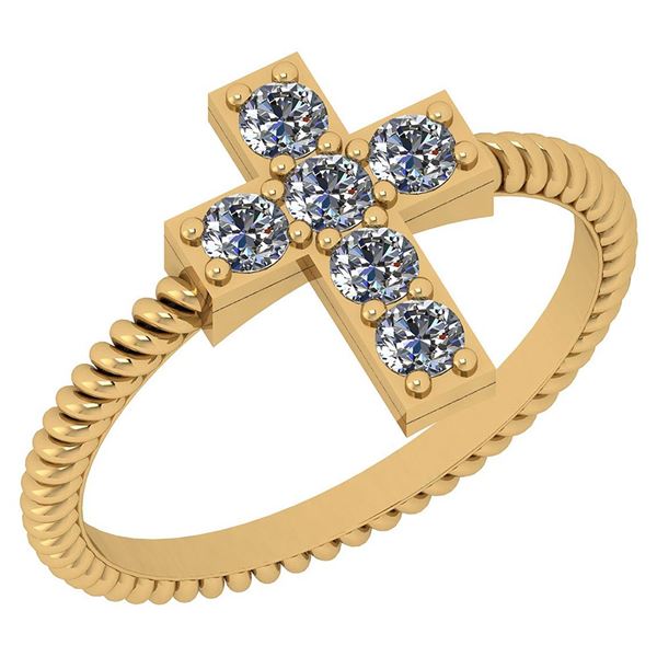 Certified 0.41 Ctw Diamond VS/SI1 Cross Band Ring 18K Y