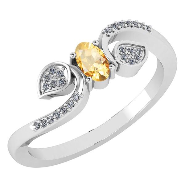 Certified 0.28 CTW Citrine And Diamond 14k White Gold H