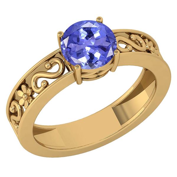 Certified 1.25 Ctw Tanzanite Solitaire Ring with Filigr