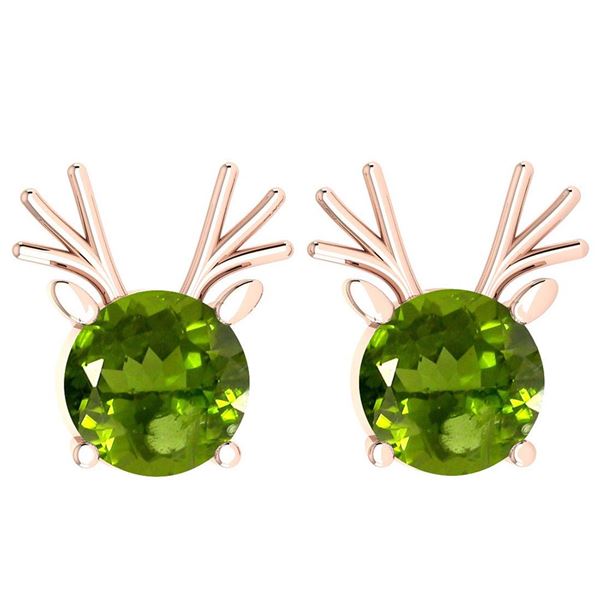 Certified 12.00 Ctw Peridot Stud Earrings 14K Gold Rose