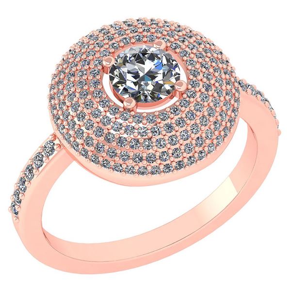 Certified 0.99 CTW Diamond 14k Rose Gold Halo Ring