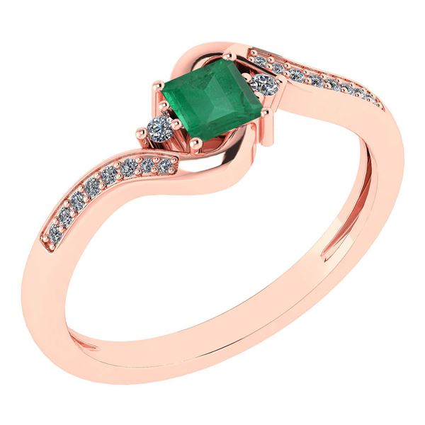 Certified 0.51 Ctw Emerald And Diamond 14k Rose Gold Ha