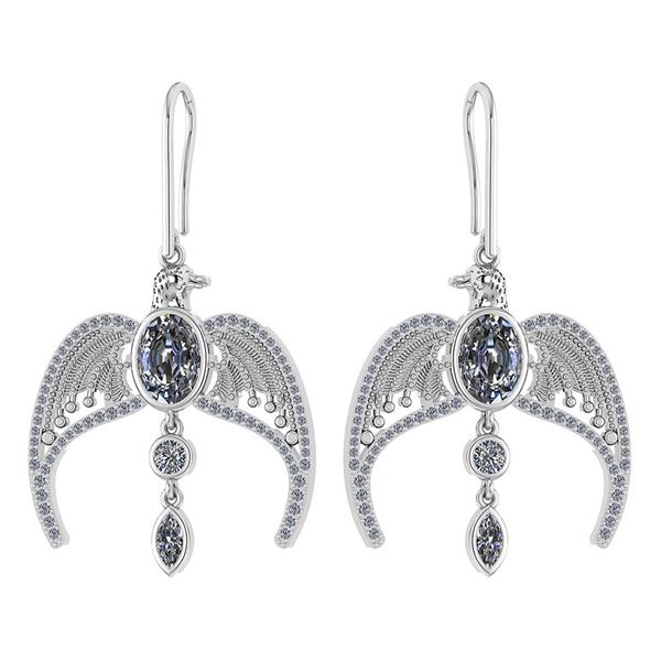 Certified 3.46 Ctw Diamond Eagle Earrings For womens Ne