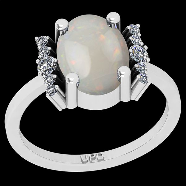 Certified 2.15 Ctw I2/I3 Opal And Diamond 10K White Gol