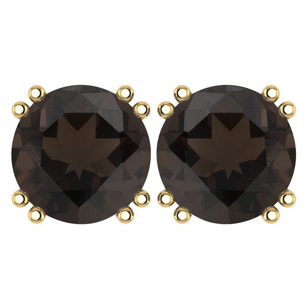 Certified 6.00 Ctw Genuine Smoky Quarzt 14K Yellow Gold