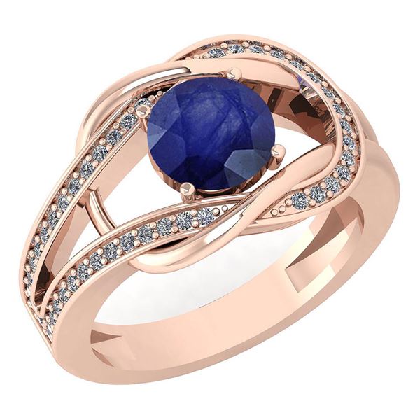 Certified 1.47 Ctw Blue Sapphire And Diamond Wedding/En