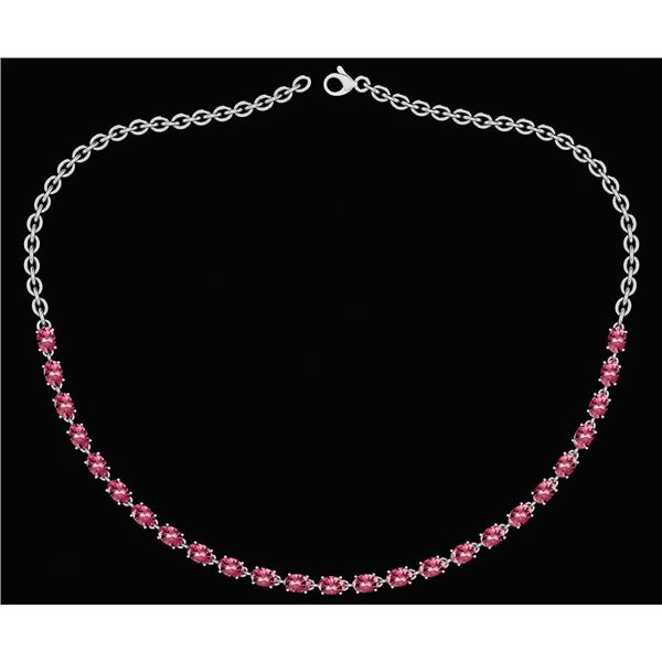 Certified 12.50 Ctw Pink Tourmaline Oval Shape Necklace
