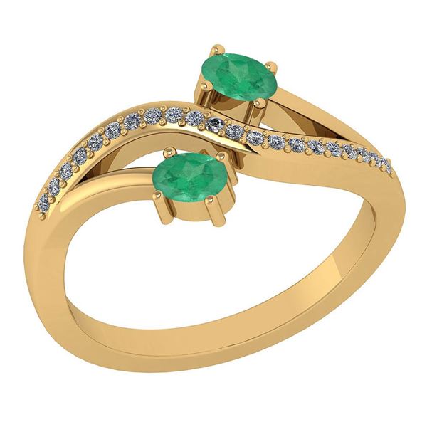 Certified 0.53 Ctw Emerald And Diamond 14k Yellow Gold
