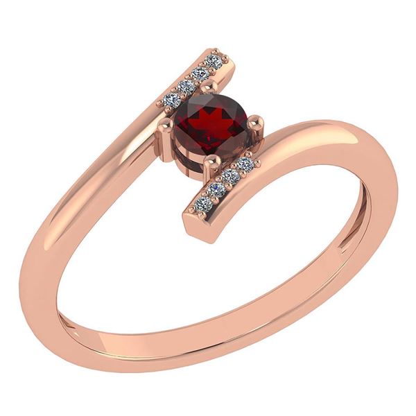 Certified 0.27 Ctw Garnet And Diamond 14k Rose Gold Hal