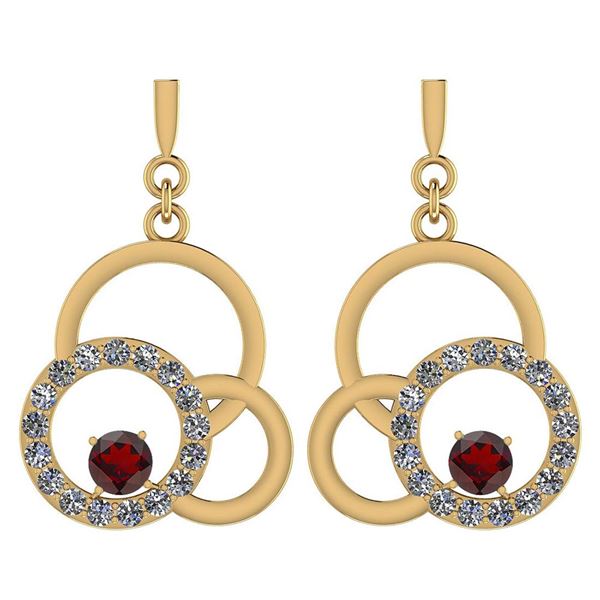 Certified 0.75 Ctw Garnet And Diamond VS/SI1 Ladies Fas