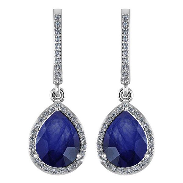 Certified 4.35 Ctw Blue Sapphire And Diamond Wedding/En