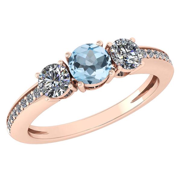 Certified 1.06 Ctw Blue Topaz And Diamond Wedding/Engag