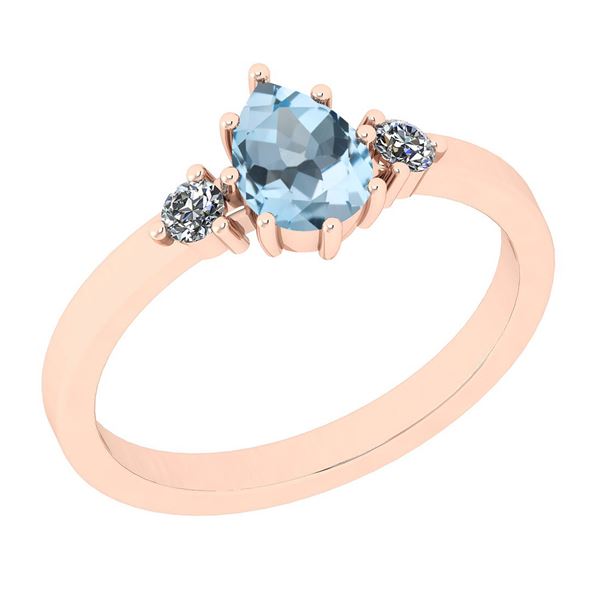 Certified 0.63 Ctw I2/I3 Blue Topaz And Diamond 10K Ros