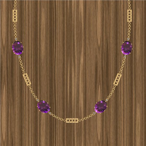 Certified 48.68 Ctw Amethyst And Diamond I2/I3 14K Yell