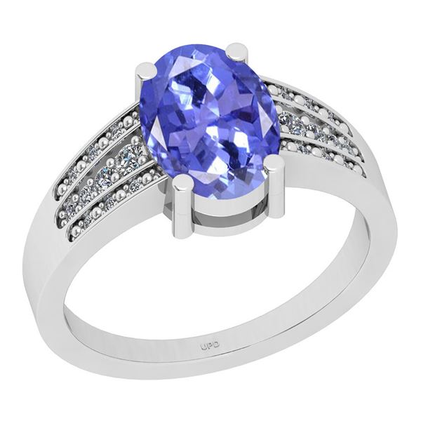 Certified 1.42 Ctw I2/I3 Tanzanite And Diamond 14K Whit