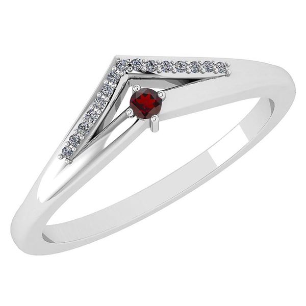 Certified 0.07 Ctw Garnet And Diamond 14k White Gold Ha