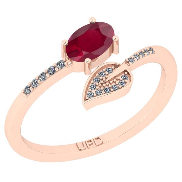 Certified 0.58 Ctw SI2/I1 Ruby And Diamond 14K White Go