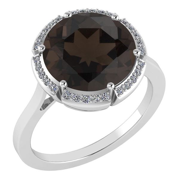 Certified 2.42 Ctw Smoky Quartz And Diamond VS/SI1 Halo