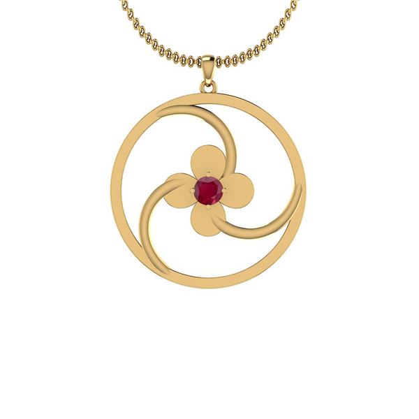 Certified 0.50 Ctw Ruby 18K Yellow Gold Pendant
