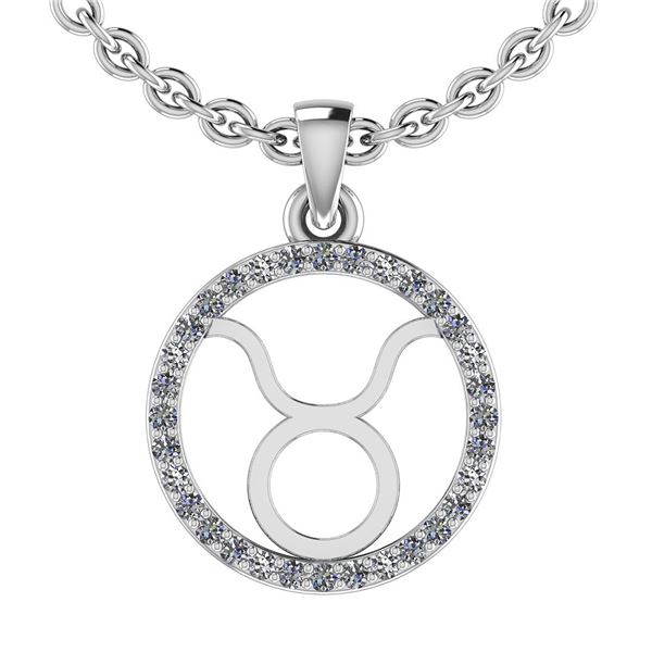 Certified 0.16 Ctw SI2/I1 Diamond 14K White Gold Zodiac