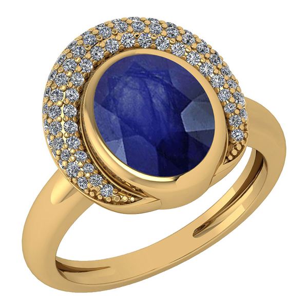 Certified 2.82 Ctw Blue Sapphire And Diamond VS/SI1 Hal