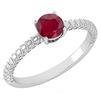 Image 1 : Certified 0.45 Ctw Ruby Solitaire Ring with Filigree St
