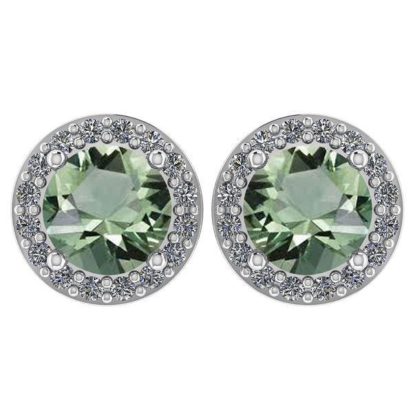 Certified 1.6 Ctw Green Amethyst And Diamond 14k White