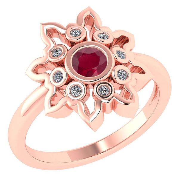 Certified 0.32 Ctw Ruby And Diamond 14k Rose Gold Ring