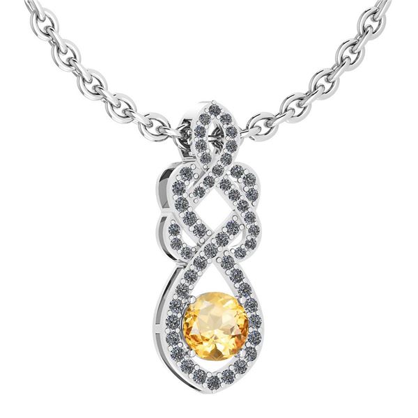 Certified 1.26 Ctw Citrine And Diamond VS/SI1 Necklace