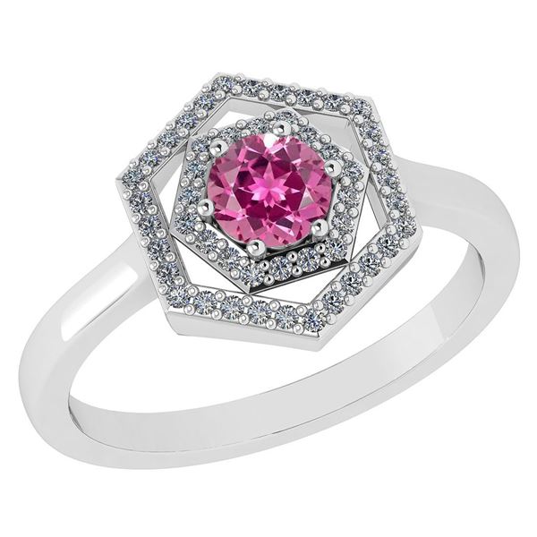 Certified 0.69 Ctw Pink Tourmaline And Diamond 14k Whit