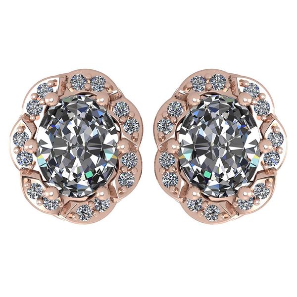 Certified 0.88 Ctw Diamond 14K Rose Gold Earrings