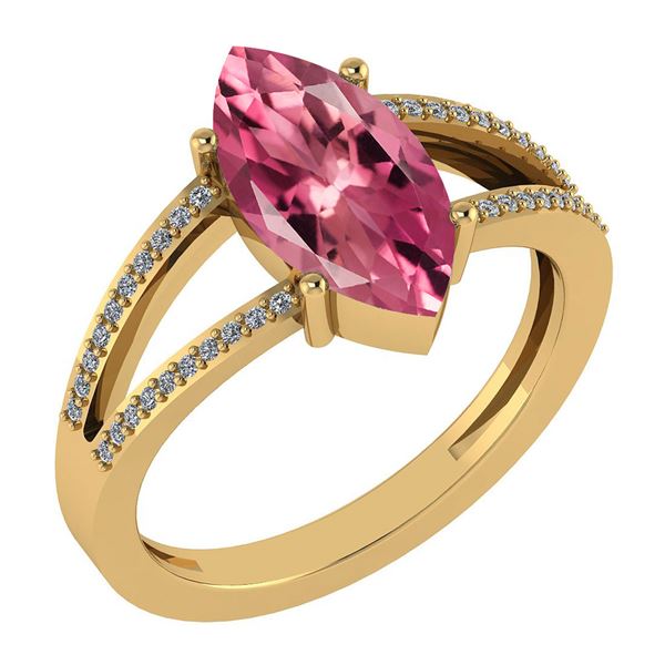 Certified 2.20 Ctw Pink Tourmaline And Diamond VS/SI1 R