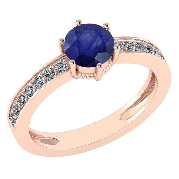 Certified 1.09 Ctw Blue Sapphire And Diamond Wedding/En